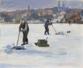 Harry Schou. Isfiskere på Viborg Søndersø, 1900-tallets første del