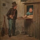 C.A. Schleisner, olie på plade, Uden for snapseboden