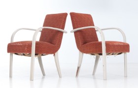 Unknown furniture design. A pair of beechwood armchairs, mid-20th century (2)