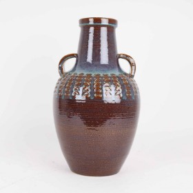 Søholm Stoneware. Stoneware floor vase decorated with blue-brownish glaze. Approx. 1975.