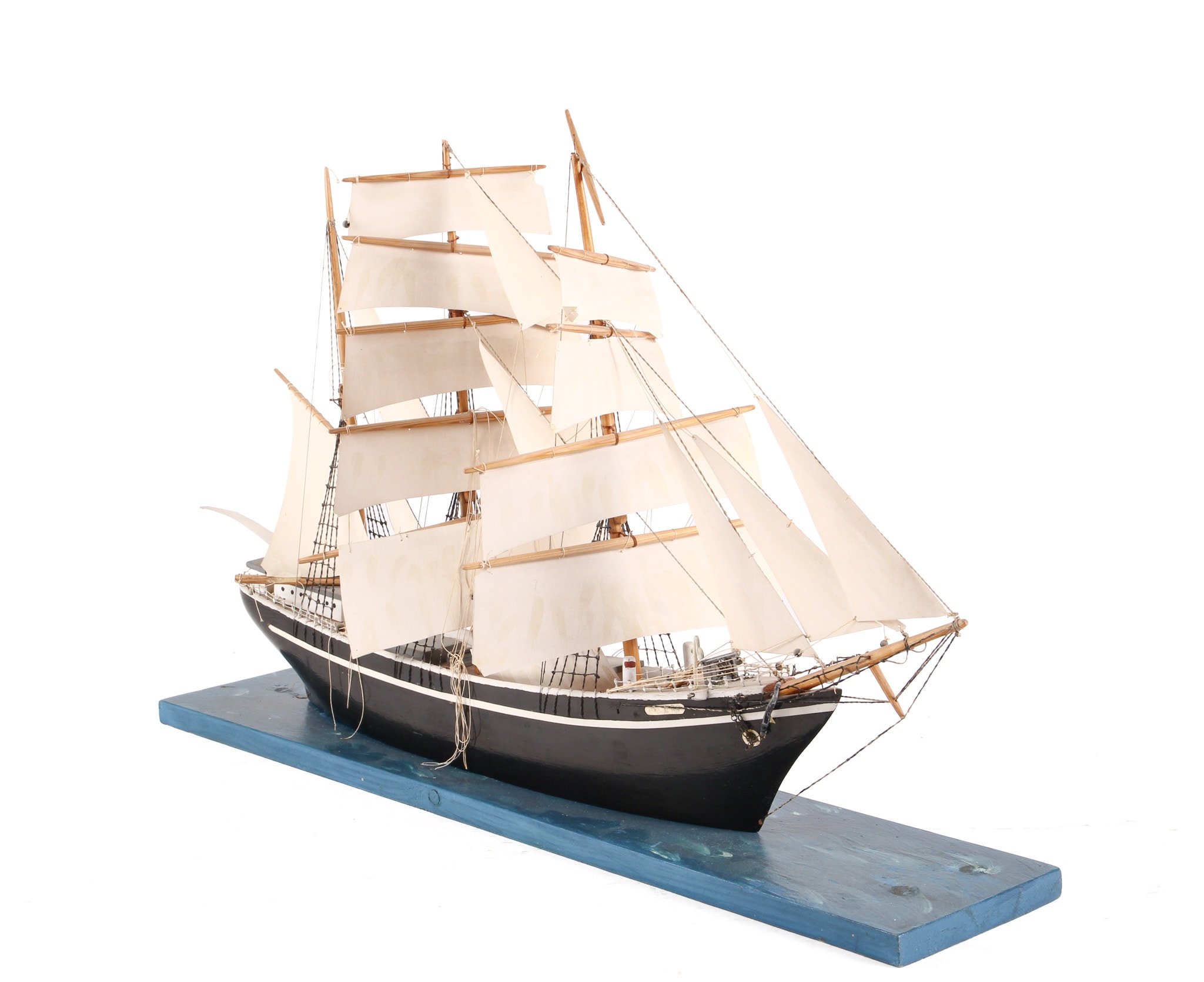 Ship model. Three-masted barque, waterline model