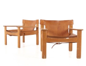 Karin Mobring for IKEA. A pair of pine / grain leather armchairs, model 'Natura' (2)