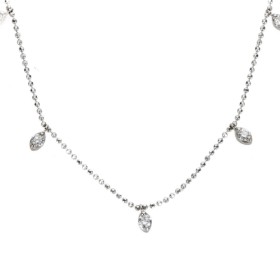 Drop necklace of 18 kt. white gold with diamonds, total approx. 0.49 ct.