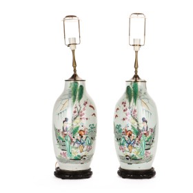 A pair of large Chinese porcelain vases, baluster-shaped, Republic (2)