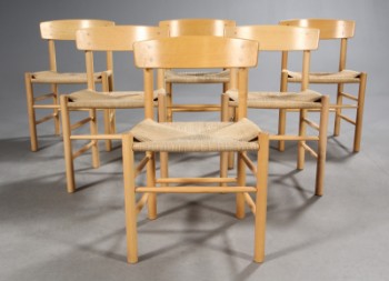Børge Mogensen. Folkestole. Shakerstole / spisestole, model J39, bøgetræ (6)