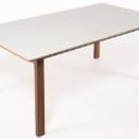 503. PBJ Designhouse. Dining table w/ extension leaves, model X-TRA, walnut / white. (3)