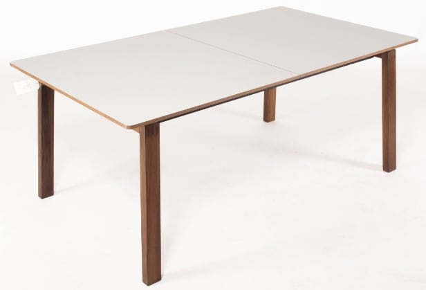 503. PBJ Designhouse. Dining table w/ extension leaves, model X-TRA, walnut / white. (3)