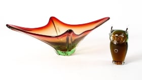 Murano m.fl. Ugle, samt fad (2)