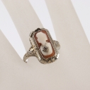 Vintage vende-ring i 14 kt. guld med ametyst / camé og små diamanter