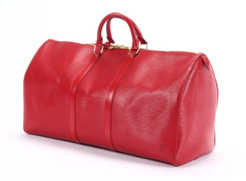 Louis Vuitton. Weekendtaske / rejsetaske af rødt epilæder, model Keepall 55