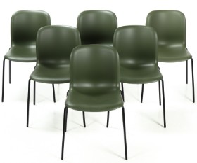 Pearson Lloyd. Six chairs, model SixE. Olive green. (6)