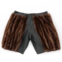 7287 - David Andersen for Kopenhagen Fur. Herre short af læder samt mink. str. S
