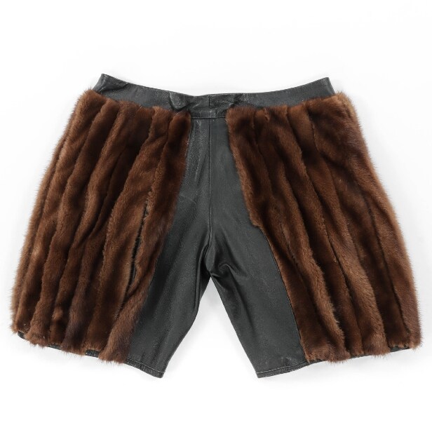 7287 - David Andersen for Kopenhagen Fur. Herre short af læder samt mink. str. S