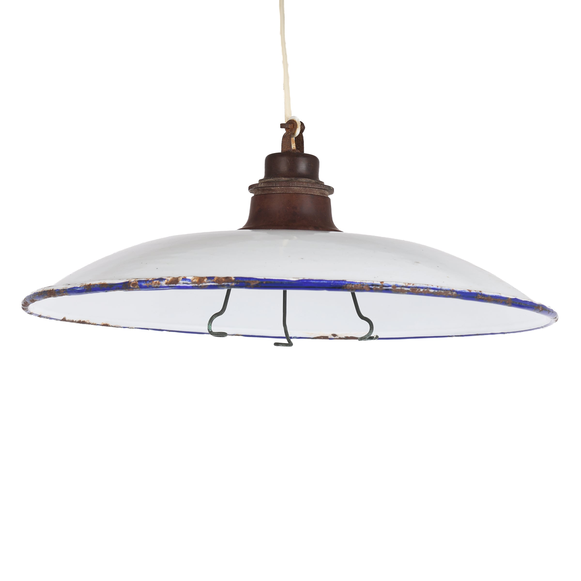 Poul Henningsen for Louis Poulsen. 'Workshop Duo Lamp'. Pendant with white enamelled metal upper shade, 1930s