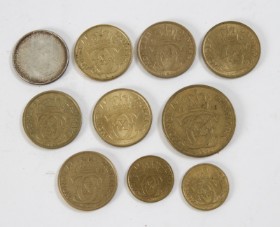 Danmark. Samling af ½ og 1 kroner i pæn kvl. (10)