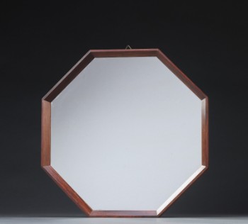 Oktagonalt spejl af palisander, 1960erne