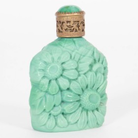 Antique perfume bottle from Czechoslovakia made of malachite glass