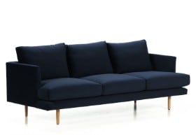 Wendelbo. 3-pers. sofa model 056, blå velour, egetræ