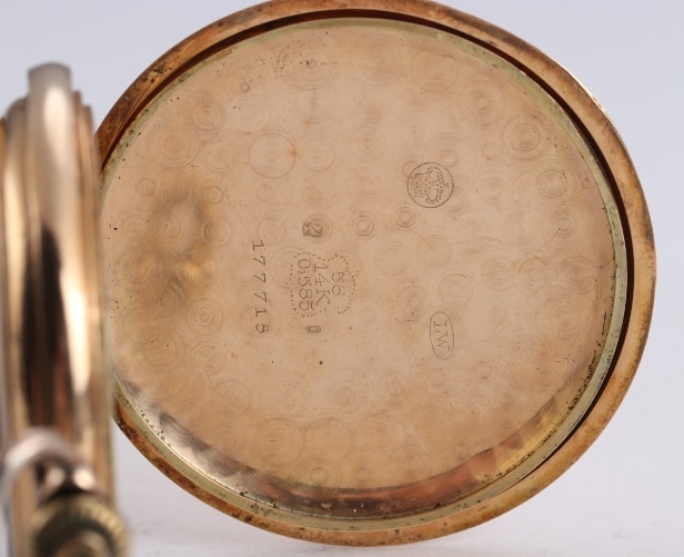 Schweizisk dobbeltkapslet herrelommeur af 14 kt. guld, o. 1910
