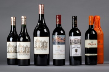 Eine Sammlung Superweine: Mouton Rothschild,  Haut-Brion, Leoville Barton, Solaia (7)