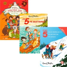 'De 5 på skatteøen' og 'De 5 - samlebind 6' af Enid Blyton samt 'Top eller flop! - Skolen med magiske dyr 5' af Margit Auer (3)