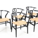 Hans J. Wegner. Fem Y-stole, model CH24, med ny flet. (5)