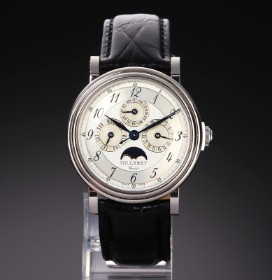 Milleret 'Tripledate Moonphase'. Automatisk herreur i 18 kt. hvidguld, ca. 2000'erne