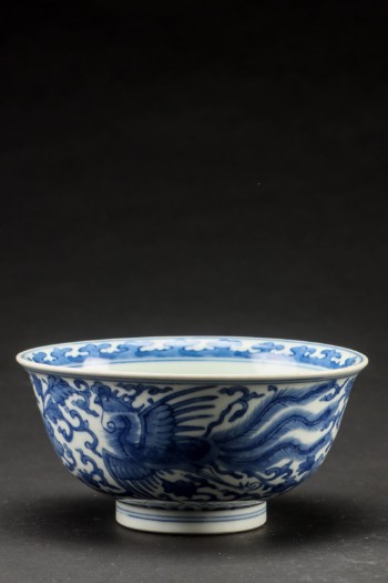 Kinesisk skål af blådekoreret porcelæn, Kangxi