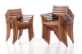 Jutland. Set of ten teak garden chairs (10)