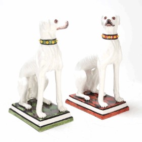 Et par store italienske majolica hunde - midten af 1900-tallet (2)