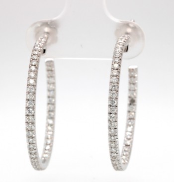 Creole earrings in 14kt gold with diamonds1.00ct