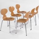 Arne Jacobsen. A set of six chairs, 'The Ant', model 3101 Shells of veneered beech. (6)