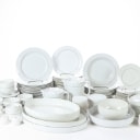 Grethe Meyer for Royal Copenhagen / Aluminia. 'Blue edge' service of fanjace. (140)