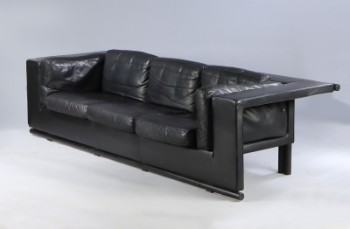 Paolo Piva for De Sede. Sjælden fritstående tre-pers. vintage sofa, sort læder, 1990-erne