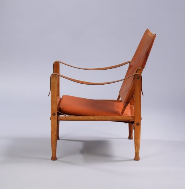 Kaare Klint. Safari chair with seat cushion in cognac leather.