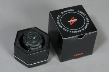 Casio G-Shock armbåndsur, rustfrit stål m.m., i G-Shock æske, sort