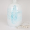 Holmegaard: Large table lamp of white and blue glass, model 399, 1970s