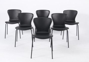 Bruunmunch. Spisestole model Play Chair Tube, sort læder. (6)
