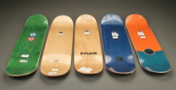Element, Plan B, BD Skateco. Fem skateboard deck. (5)