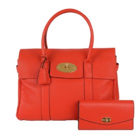 Mulberry: Bayswater skuldertaske og Darley pung af orange læder (2)