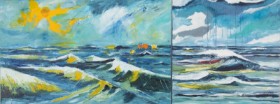 Poul Spanggaard. The sea, I and II acrylic on canvas. (2)