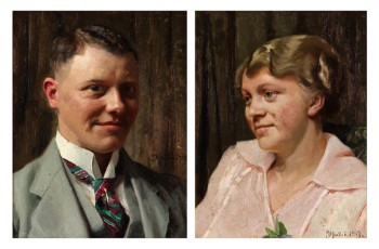 Peder Mønsted. Et par portrætter af kunstnerens søn og svigerdatter (2)