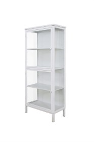 Wall-hung display cabinet/cabinet in white lacquered metal.