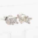 Pair of solitaire diamond earrings, 14 kt. white gold, approx. 0.10 ct