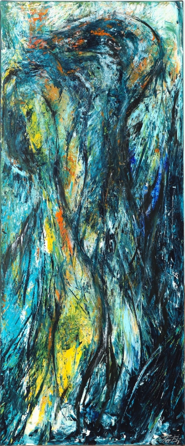 Per Eli . Abstrakt komposition 120x50 cm.