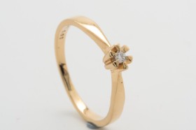 Solitaire ring with brilliant-cut approx. 0.03 ct. 8 kt. gold, size 54