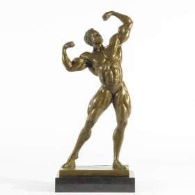 Bronzeskulptur, poserende bodybuilder