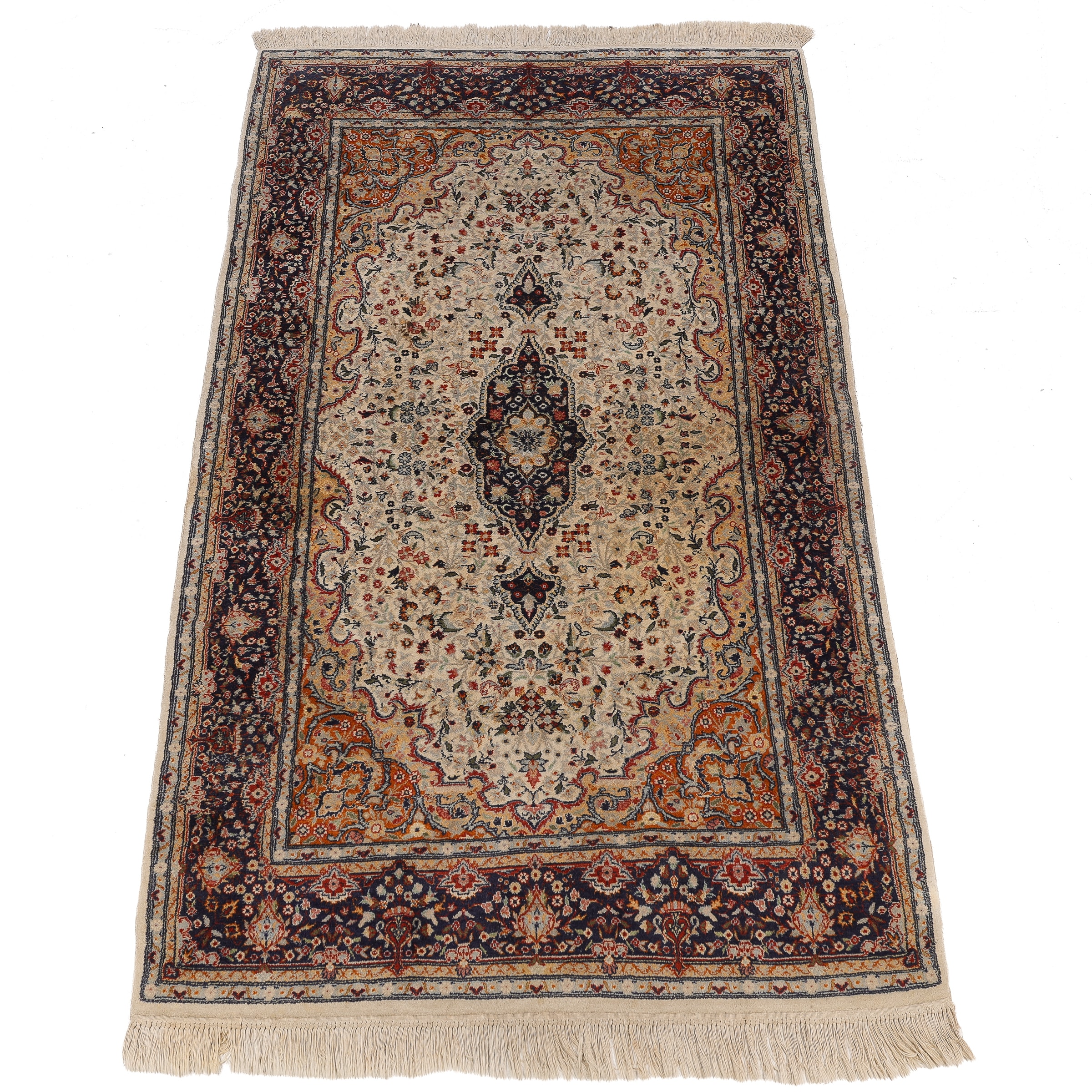 Persian carpet: Hand-knotted from silk and wool.
