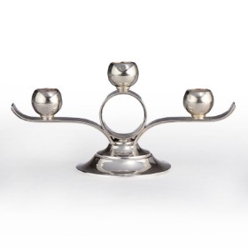 C. F. Heise. Three-armed funkis sterling silver candlestick, year 1938