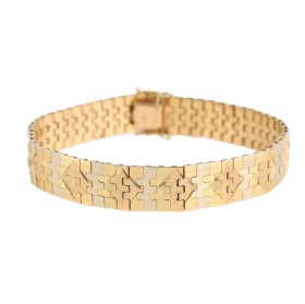 Italian tricolor bracelet of 18 kt. gold, 32.4 g.